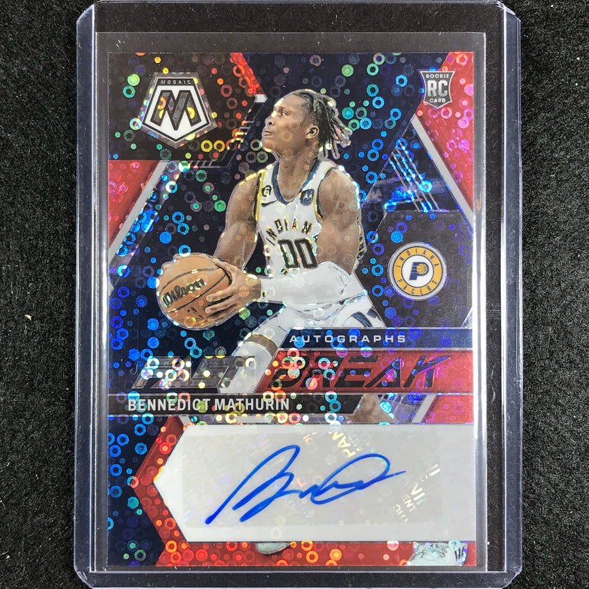 2022-23 Mosaic Bennedict Mathurin Fast Break Rookie Auto Red Disco 41/49