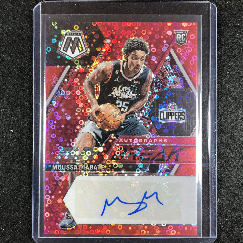 2022-23 Mosaic Moussa Diabate Fast Break Rookie Auto Red Disco 19/49