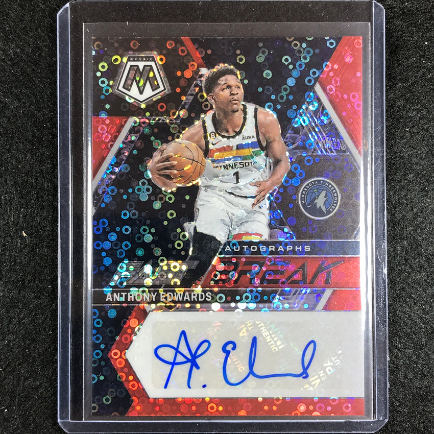 2022-23 Mosaic Anthony Edwards Fast Break Auto Red Disco 25/49