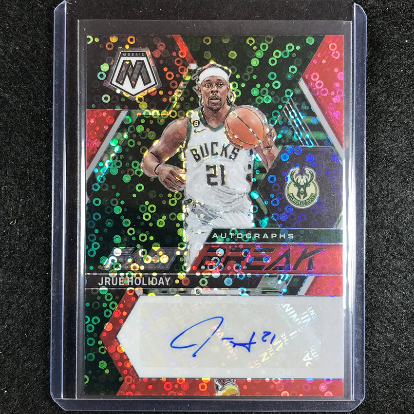 2022-23 Mosaic Jrue Holiday Fast Break Auto Red Disco 45/49