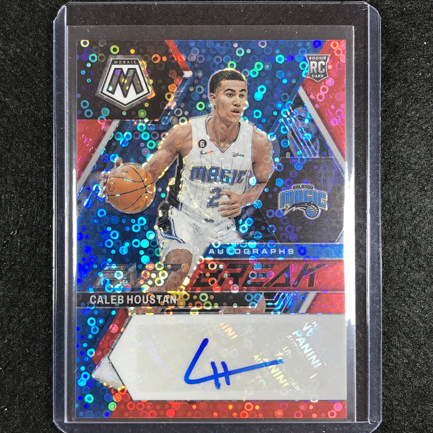 2022-23 Mosaic Caleb Houstan Fast Break Rookie Auto Red Disco 36/49