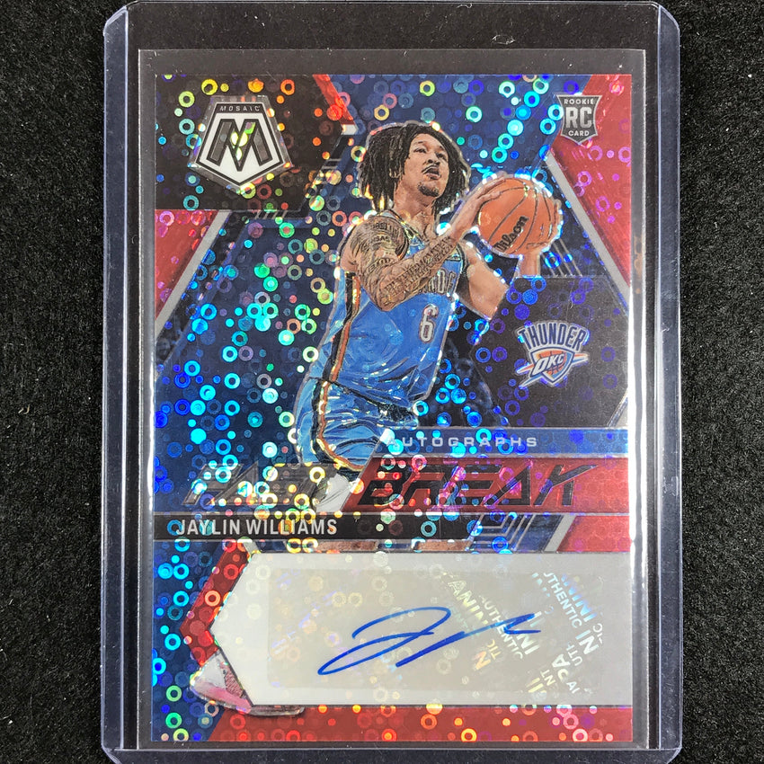 2022-23 Mosaic Jaylin Williams Fast Break Rookie Auto Red Disco 12/49