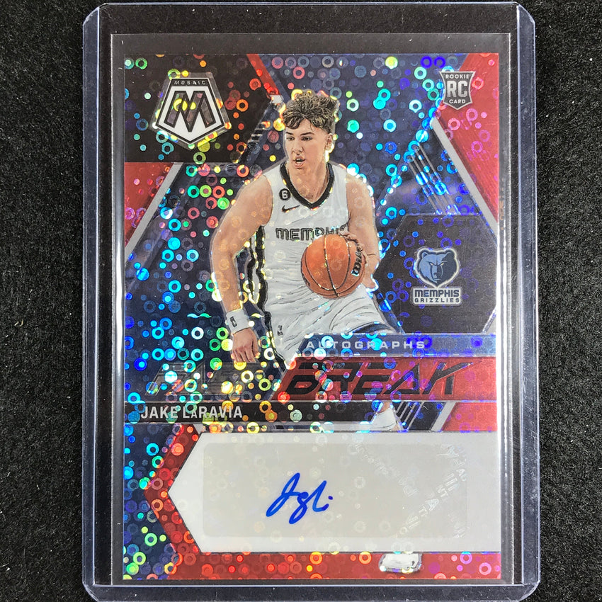 2022-23 Mosaic JAKE LARAVIA Fast Break Rookie Auto Red Disco 20/49
