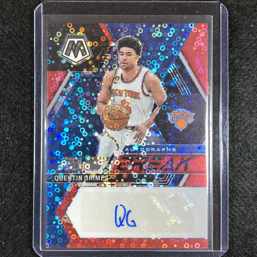 2022-23 Mosaic Quentin Grimes Fast Break Auto Red Disco 9/49