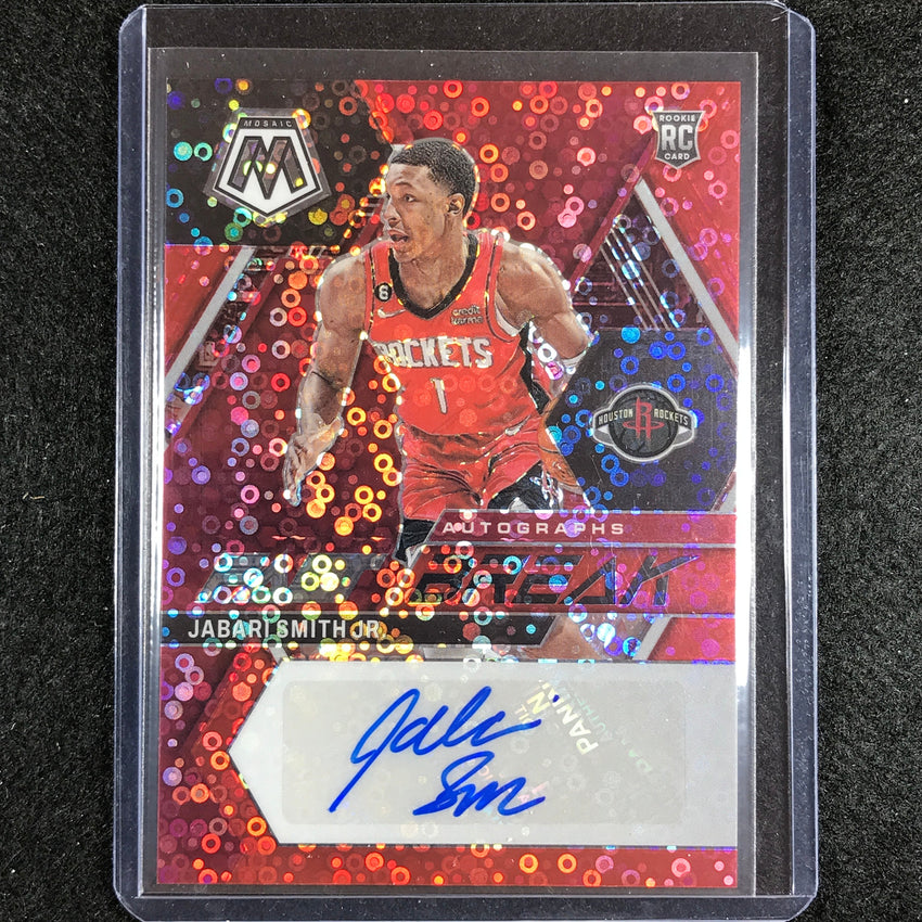2022-23 Mosaic Jabari Smith Jr. Fast Break Rookie Auto Red Disco 5/49
