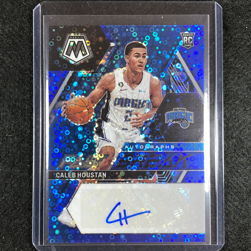 2022-23 Mosaic Caleb Houstan Fast Break Rookie Auto Blue Disco 3/25