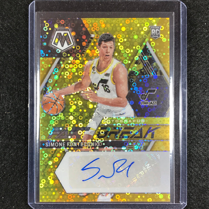2022-23 Mosaic Simone Fontecchio Fast Break Rookie Auto Gold Disco 8/10