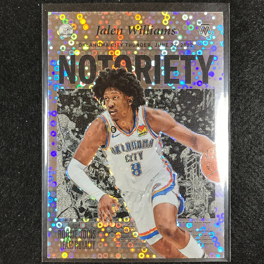 2022-23 Mosaic Jalen Williams Notoriety Rookie Fast Break Silver Disco No 10