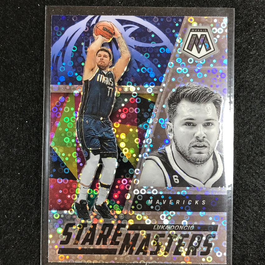 2022-23 Mosaic Luka Doncic Stare Masters Fast Break Silver Disco No 12