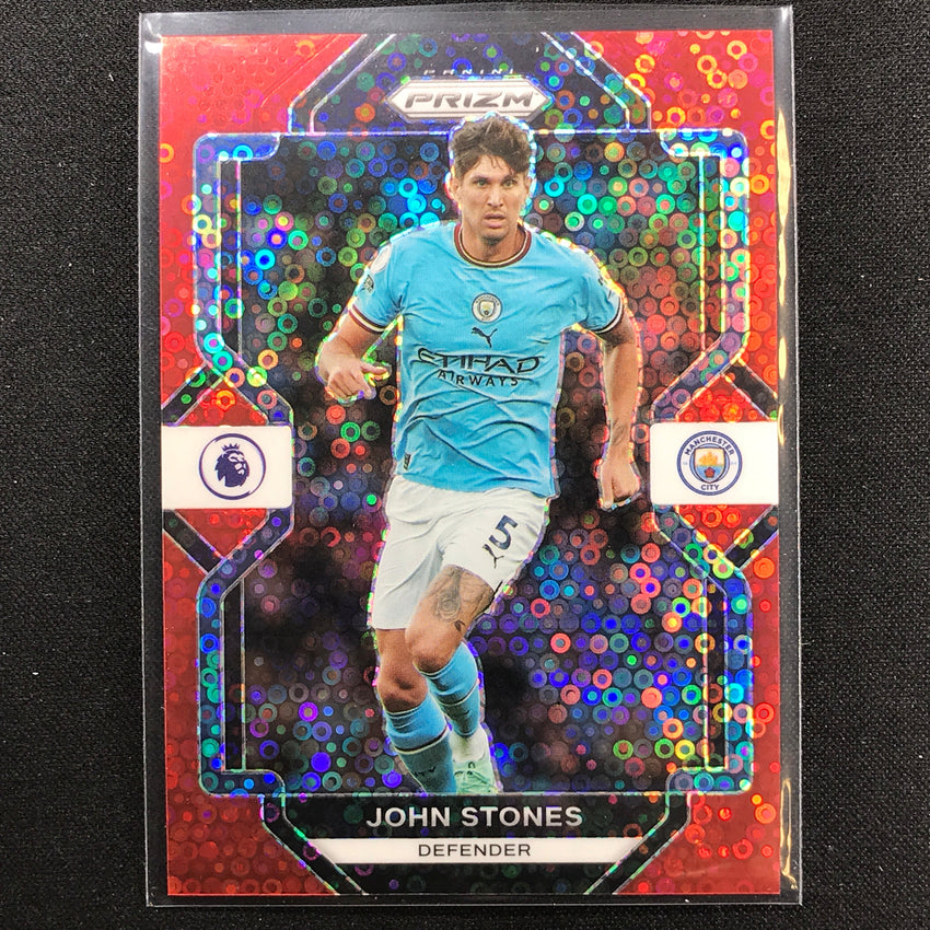 2022-23 Prizm Epl John Stones Breakaway Red Disco 7/49