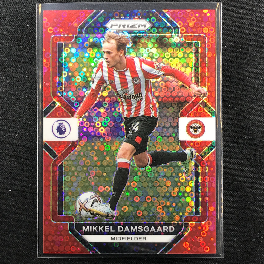 2022-23 Prizm Epl Mikkel Damsgaard Breakaway Red Disco 7/49
