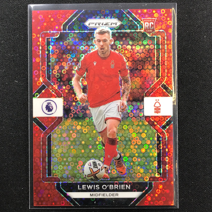 2022-23 Prizm Epl Lewis Obrien Breakaway Rookie Red Disco 13/49