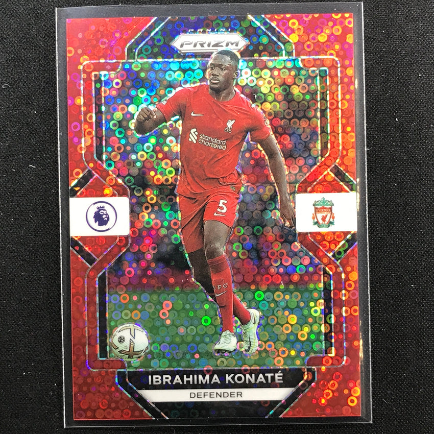 2022-23 Prizm Epl Ibrahima Konate Breakaway Red Disco 40/49