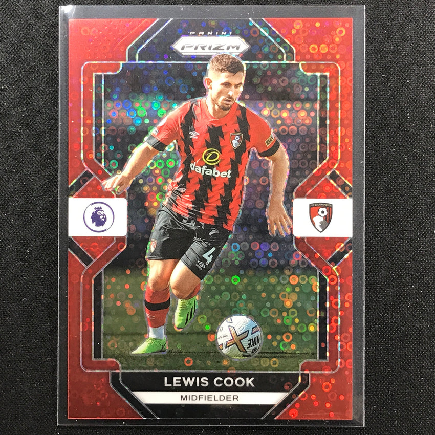 2022-23 Prizm Epl Lewis Cook Breakaway Red Disco 13/49