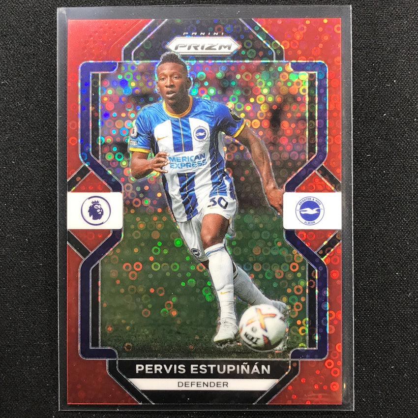 2022-23 Prizm Epl Pervis Estupinan Breakaway Red Disco 10/49
