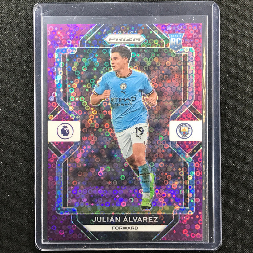 2022-23 Prizm Epl Julian Alvarez Breakaway Rookie Purple Disco 22/25