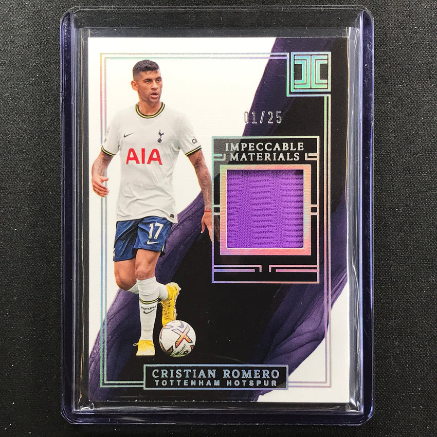 2022-23 Impeccable Epl Cristian Romero Materials Jersey Relic Holo Silver 1/25