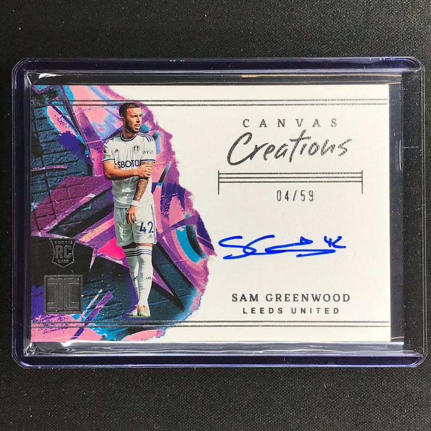2022-23 Impeccable Epl Sam Greenwood Canvas Creations Rookie Auto Silver 4/59