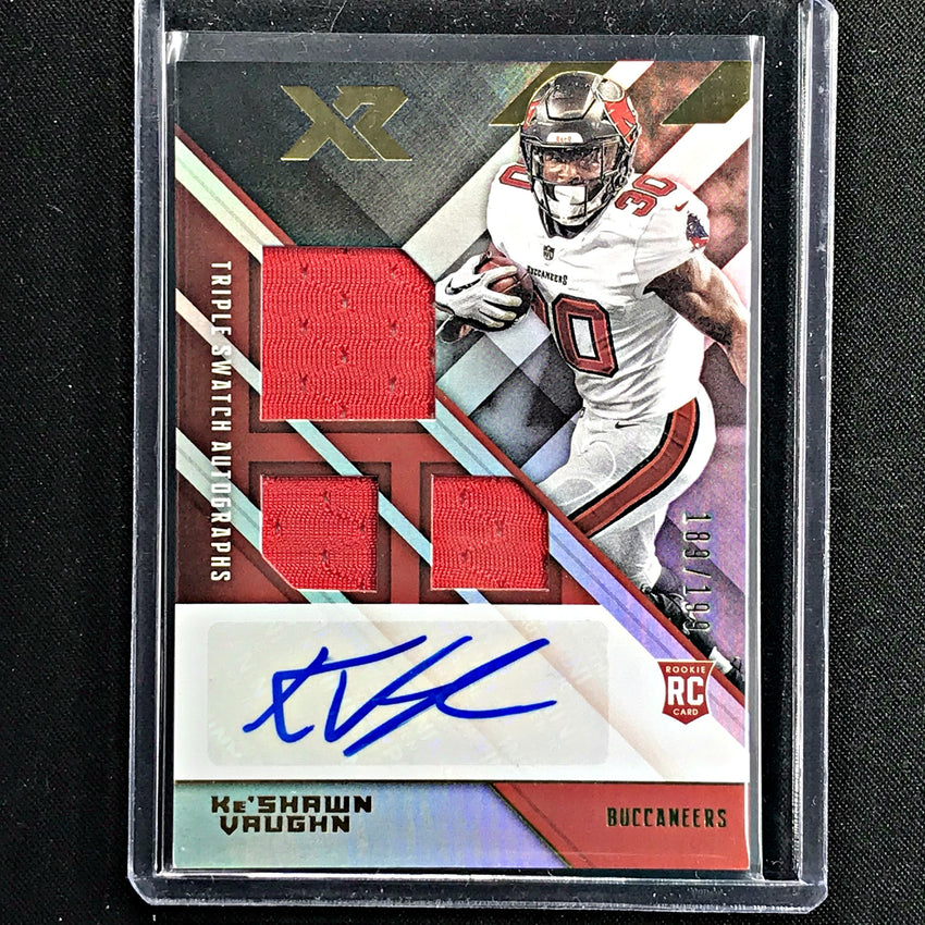 2020 Xr Football KESHAWN VAUGHN Triple Swatch Rookie Auto 189/199-Cherry Collectables