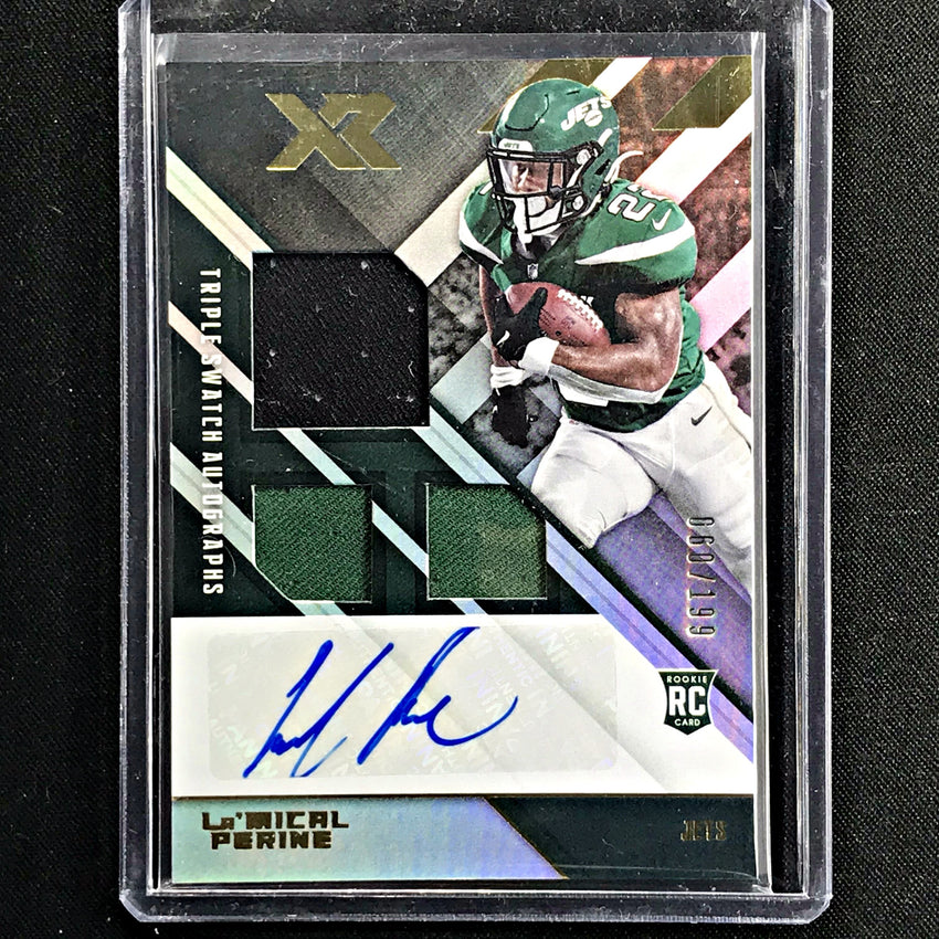 2020 Xr Football LA'MICAL PERINE Triple Swatch Rookie Auto 60/199-Cherry Collectables