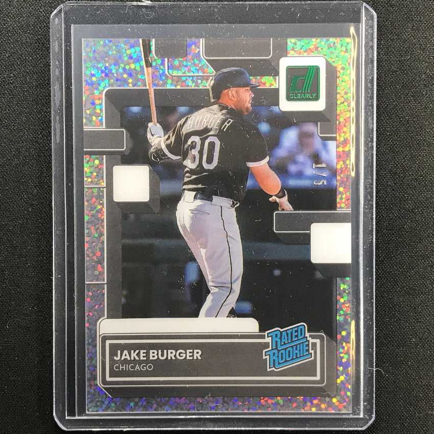 2022 Chronicles Jake Burger Clearly Donruss Rated Rookie Green 1/5