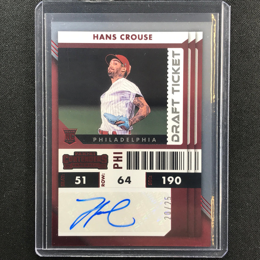 2022 Chronicles Hans Crouse Contenders Draft Ticket Rookie Auto Red 20/25