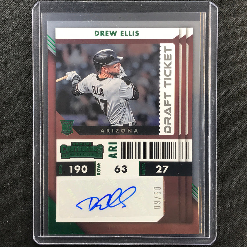 2022 Chronicles Drew Ellis Contenders Draft Ticket Rookie Auto Green 9/50