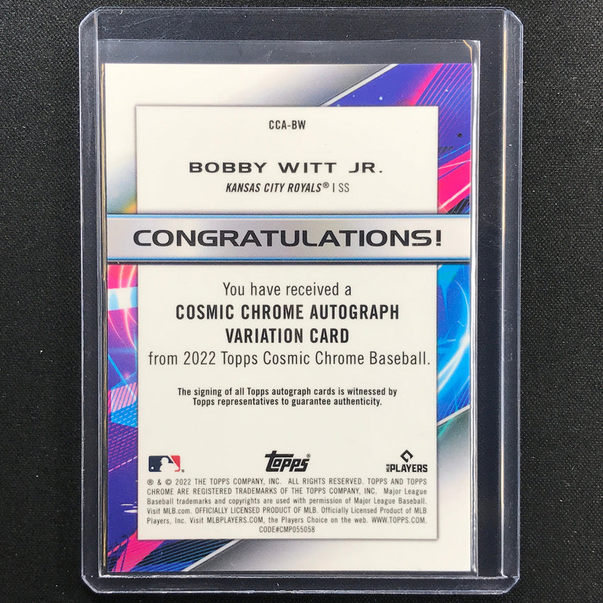 2022 Topps Cosmic Chrome Bobby Witt Jr. Rookie Refractor Auto No Bw