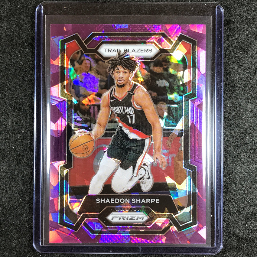 2023-24 Prizm Shaedon Sharpe Base Purple Ice 128/149 No 104