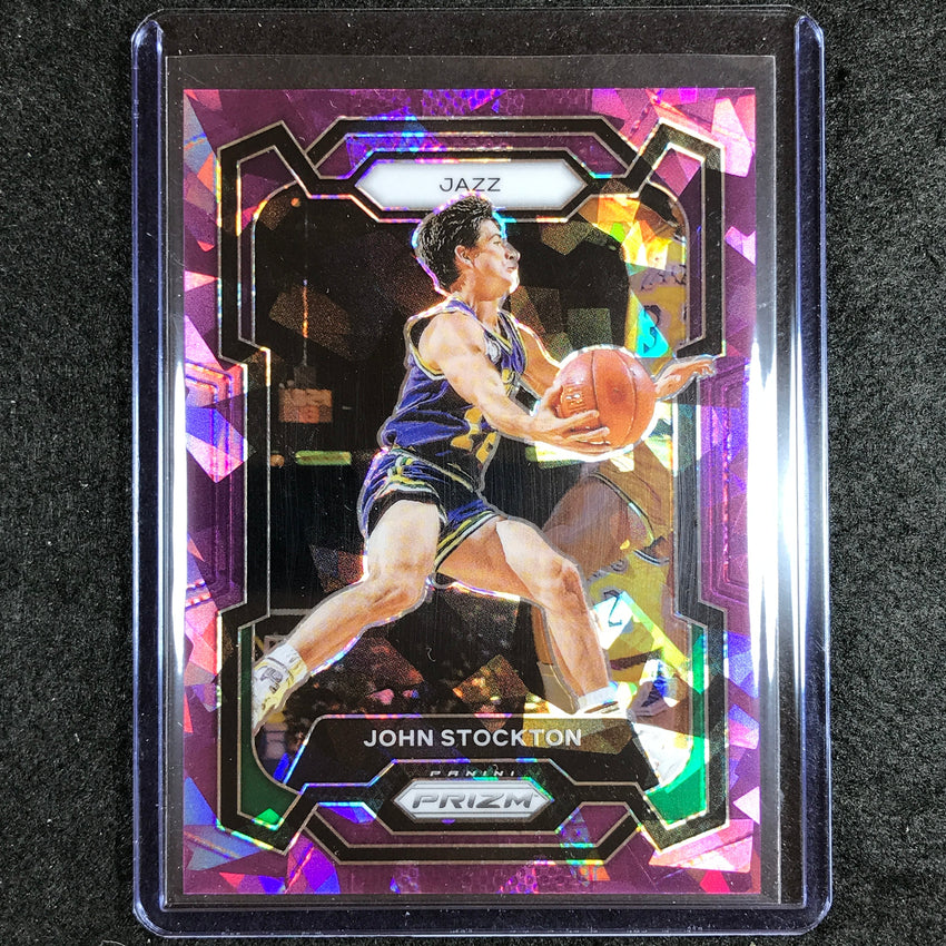 2023-24 Prizm John Stockton Base Purple Ice 80/149 #198