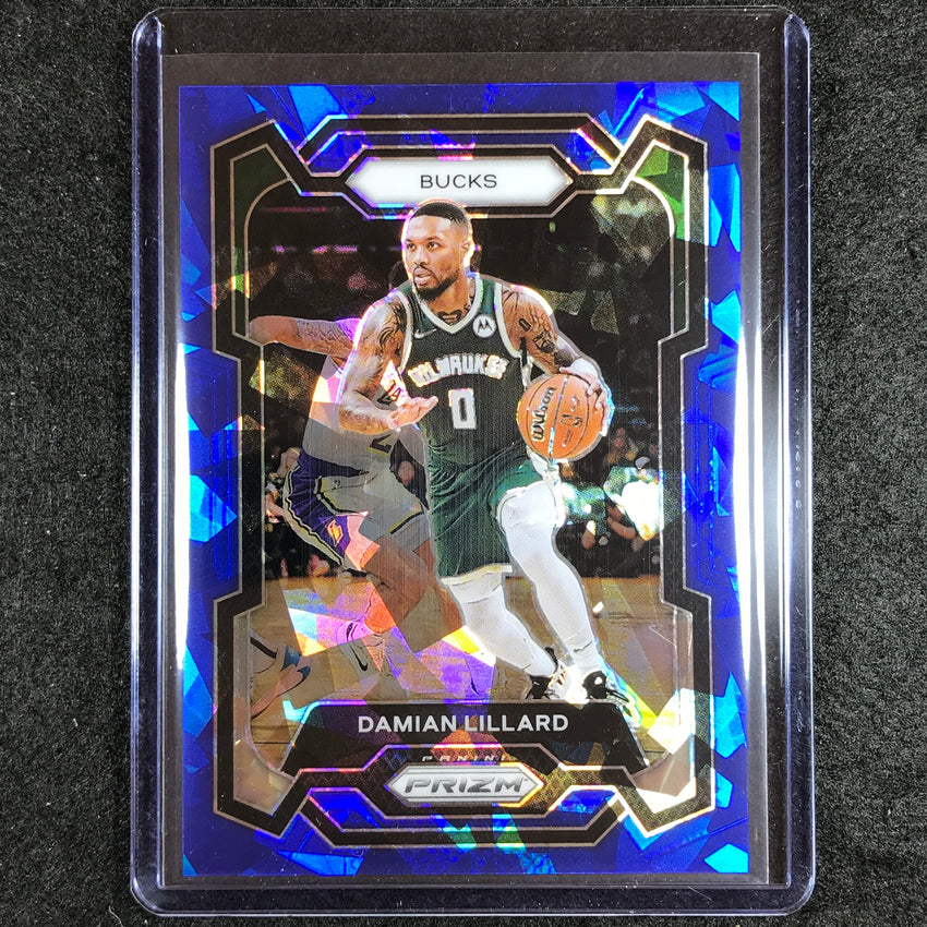 2023-24 Prizm Damian Lillard Base Blue Ice 28/125 No 35