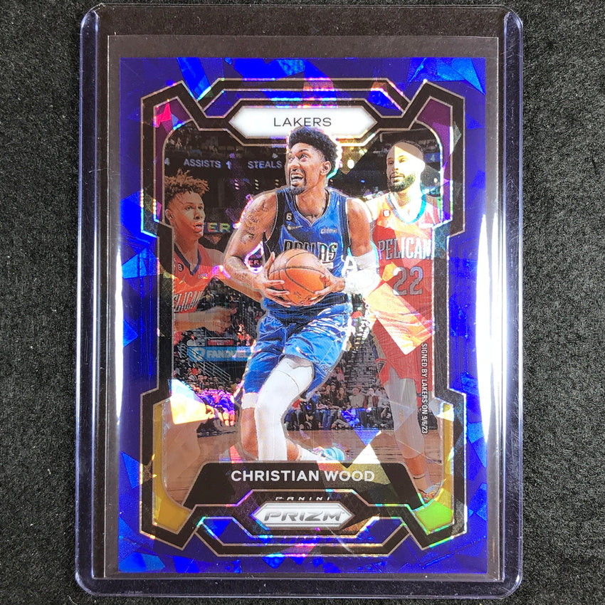 2023-24 Prizm Christian Wood Base Blue Ice 59/125 #245