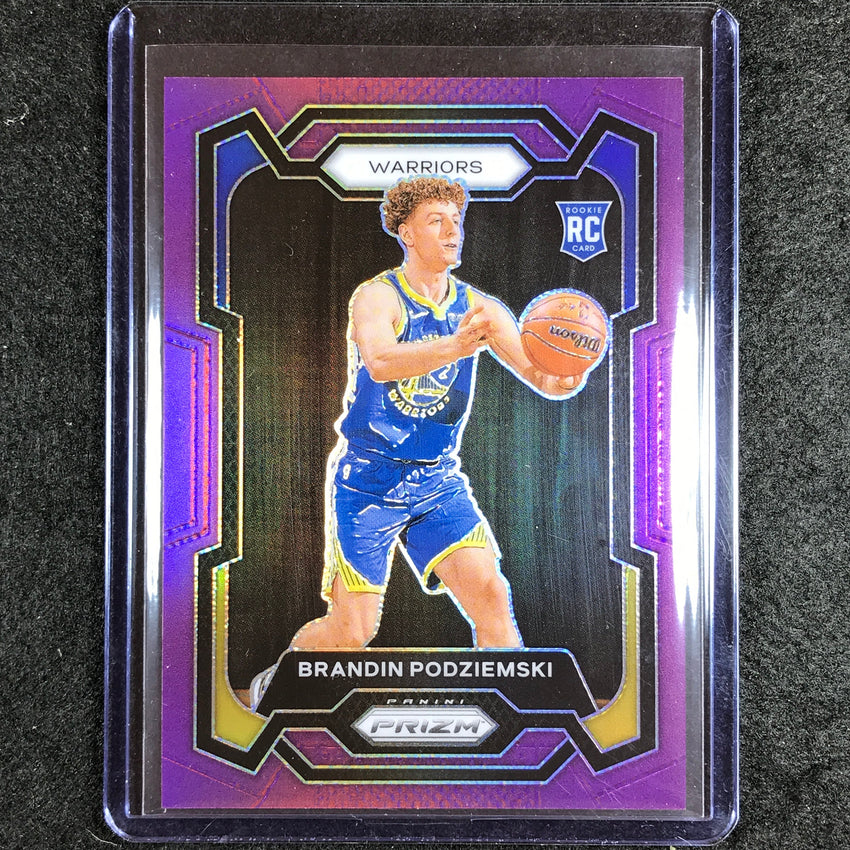 2023-24 Prizm Brandin Podziemski Rookie Base Purple 34/99 No 147