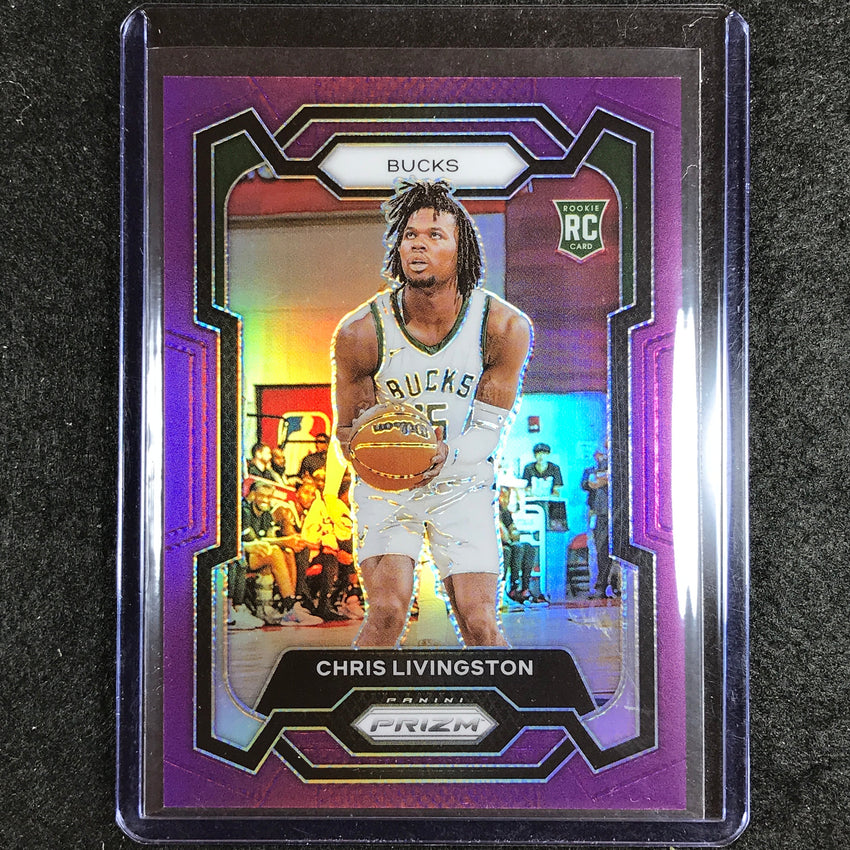 2023-24 Prizm Chris Livingston Rookie Base Purple 35/99 No 156