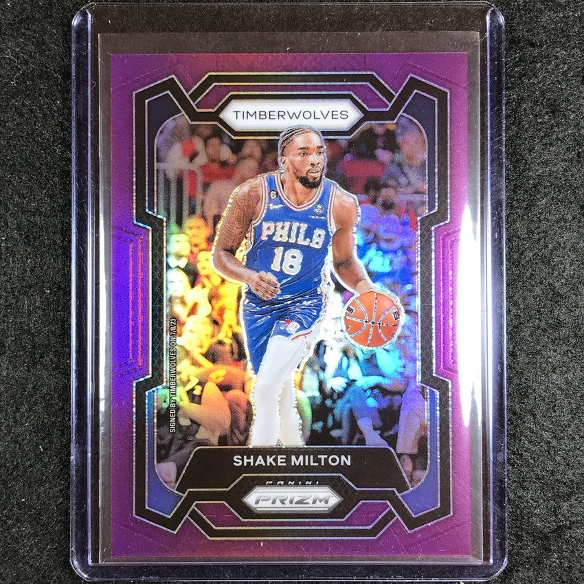 2023-24 Prizm Shake Milton Base Purple 74/99 #215