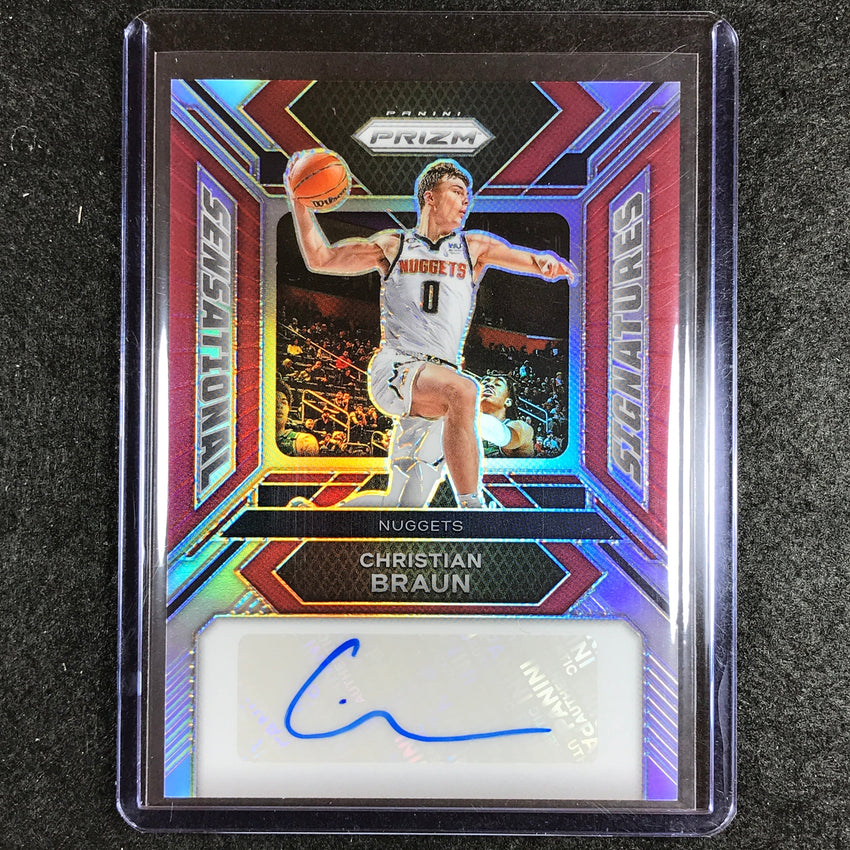 2023-24 Prizm NBA CHRISTIAN BRAUN Sensational Signatures Auto Red 83/99