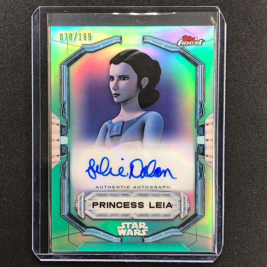 2022 Topps Finest Star Wars Julie Dolan As Princess Leia Auto Aqua 70/199