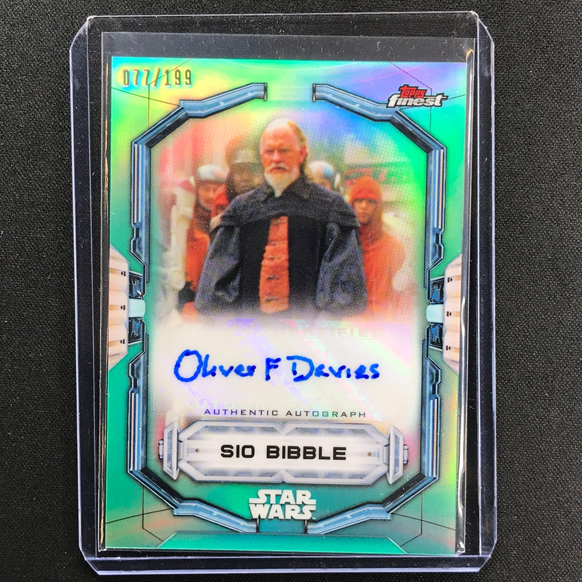 2022 Topps Finest Star Wars Oliver Ford Davies As Sio Bibble Auto Aqua 77/199