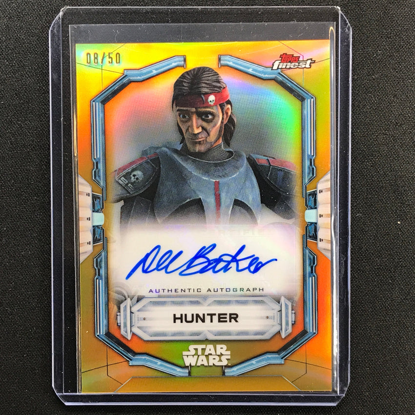 2022 Topps Finest Star Wars Dee Bradley Baker As Hunter Auto Gold 8/50