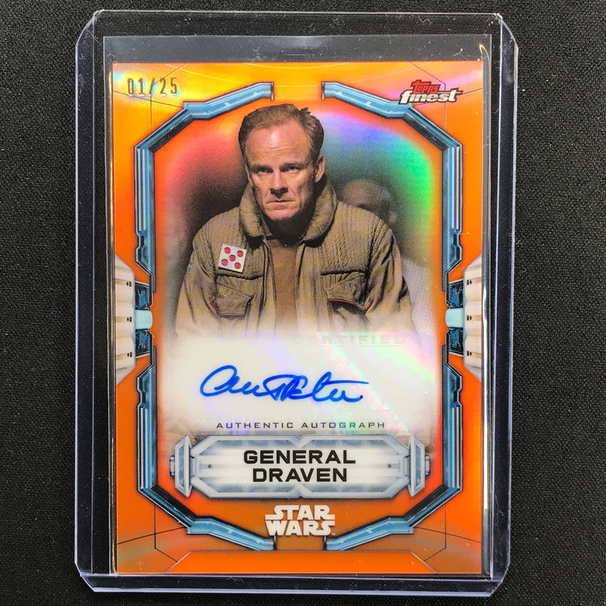 2022 Topps Finest Star Wars Alistair Petrie As General Draven Auto Orange 1/25