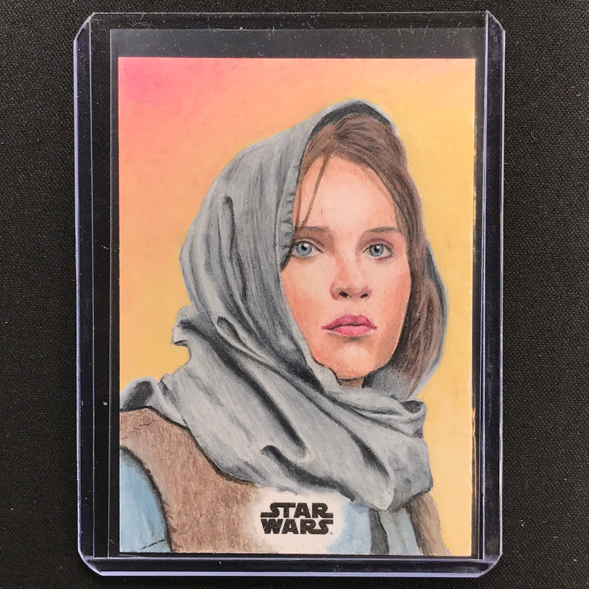 2022 Topps Finest Star Wars Jyn Erso Sketch 1/1 Yves Van Berlo