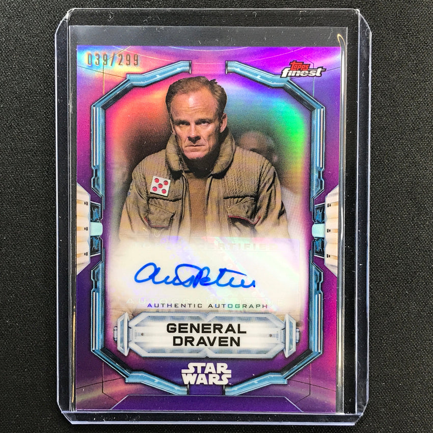 2022 Topps Finest Star Wars Alistair Petrie As General Draven Auto Purple 39/299