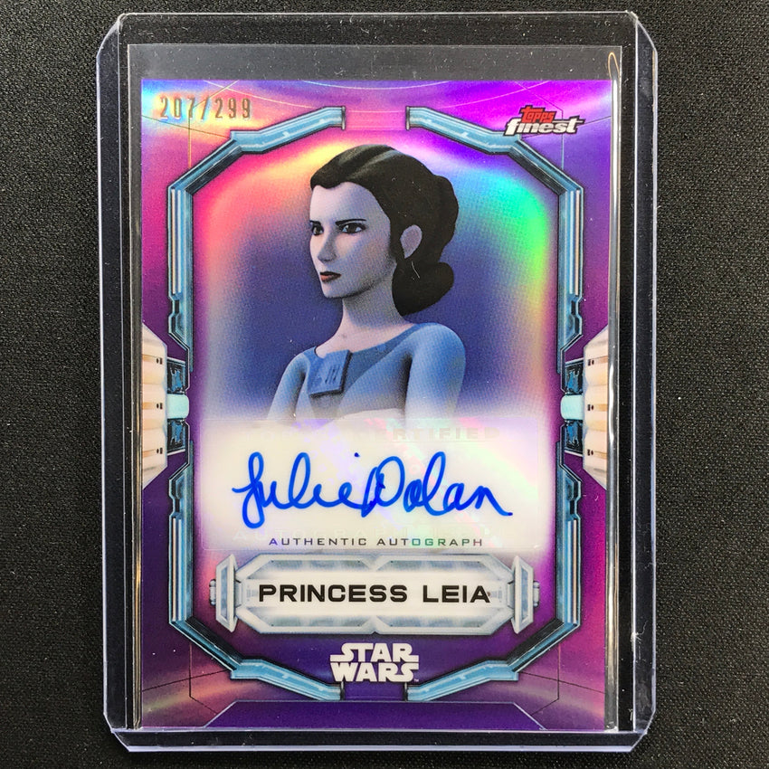 2022 Topps Finest Star Wars Julie Dolan As Princess Leia Auto Purple 207/299