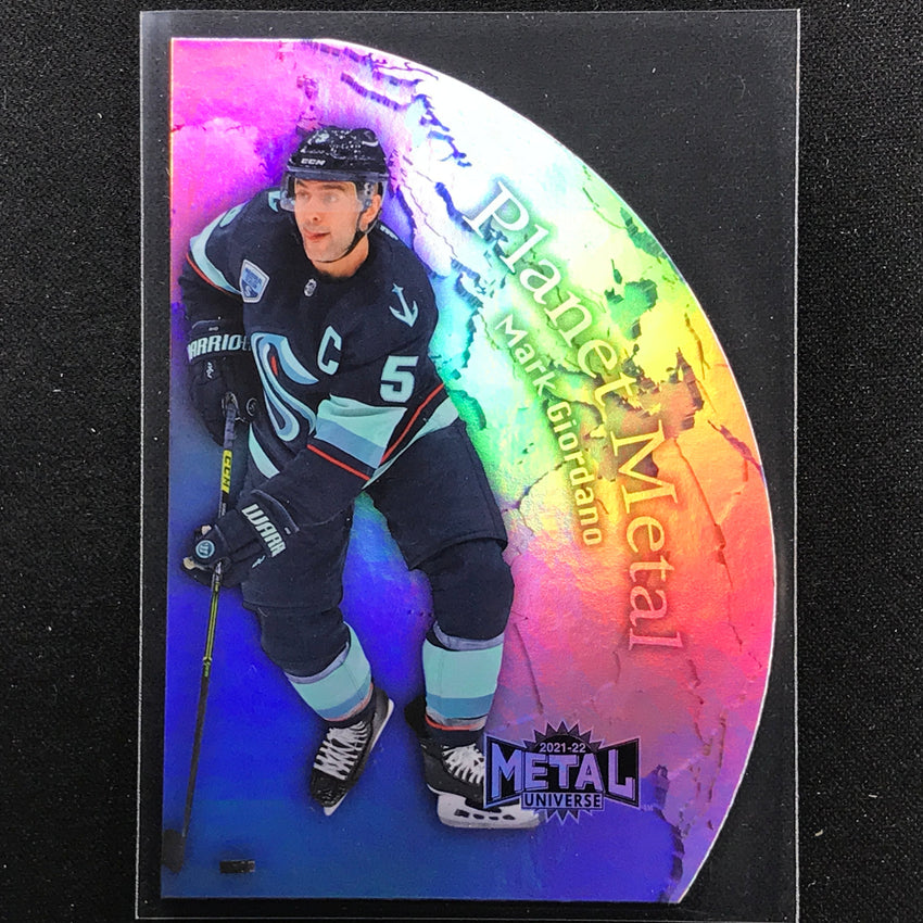2021-22 Metal Universe Nhl Mark Giordano Planet Metal Die-cut Base No 17