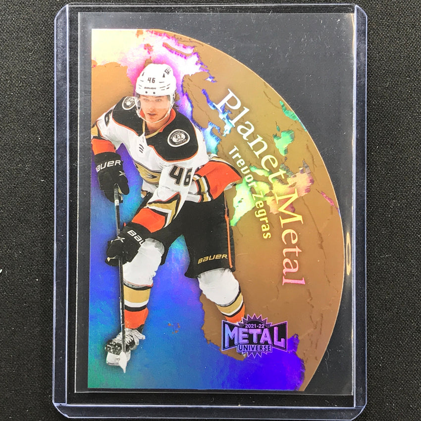 2021-22 Metal Universe Nhl Trevor Zegras Planet Metal Die-cut Gold Sp No 13