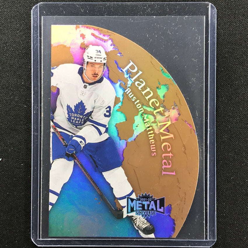 2021-22 Metal Universe Nhl Auston Matthews Planet Metal Die-cut Gold Sp No 20
