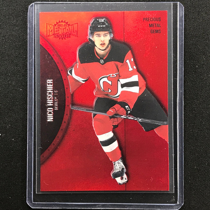 2021-22 Metal Universe Nhl Nico Hischier Precious Metal Gems Pmg Red 95/100