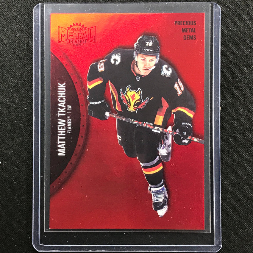 2021-22 Metal Universe Nhl Matthew Tkachuk Precious Metal Gems Pmg Red 45/100
