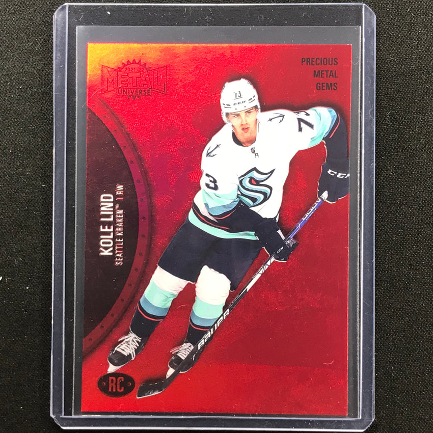 2021-22 Metal Universe Nhl Kole Lind Precious Metal Gems Pmg Red 65/100