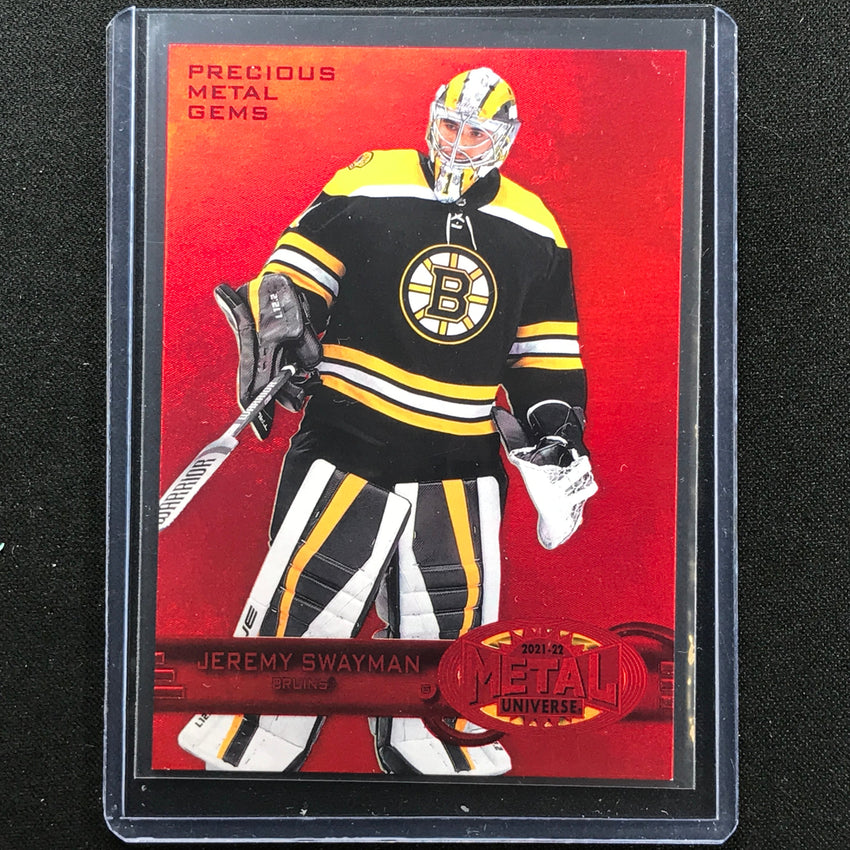 2021-22 Metal Universe Nhl Jeremy Swayman Retro Rookie Gems Pmg Red 60/100